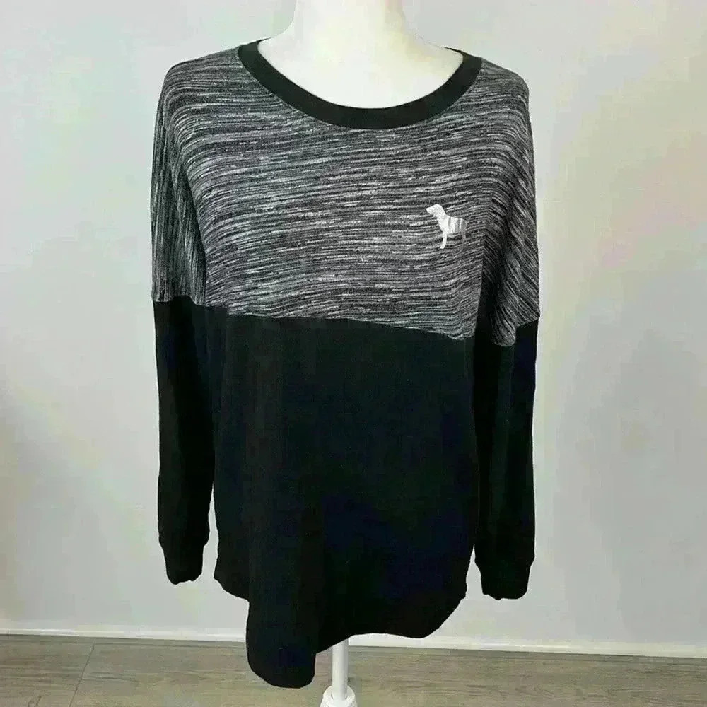 Victoria’s Secret PINK Black & Grey Pullover Size M
